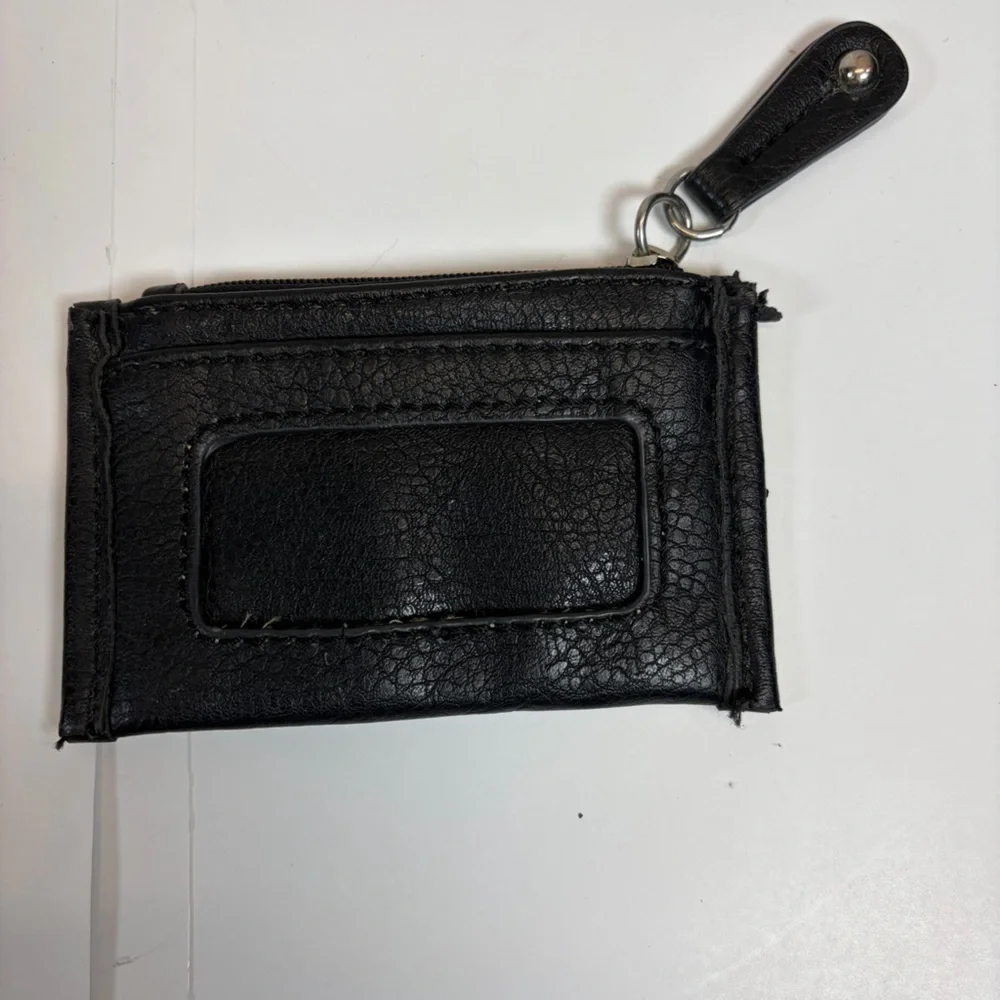 Marc Fisher Black Leather Zip Wristlet / Wallet Pouch
